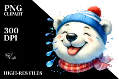 Vibrant Watercolor Cute Polar Bear Tongue Out Wind Product Image 2
