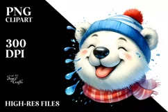 Vibrant Watercolor Cute Polar Bear Tongue Out Wind Product Image 1