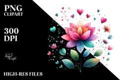 Colorful Simple Flower with Heart Petals PNG Product Image 2