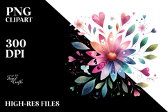 Colorful Simple Flower with Heart Petals PNG Product Image 2