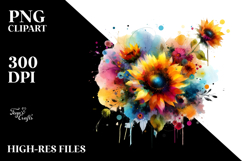 Vibrant Sunflower Watercolor Abstract Clipart Product Image 2