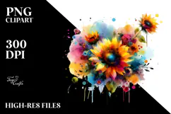 Vibrant Sunflower Watercolor Abstract Clipart Product Image 2