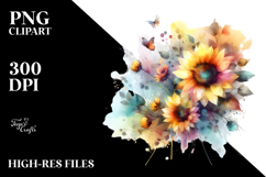 Vibrant Sunflower Watercolor Abstract Clipart Product Image 2