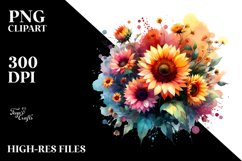 Vibrant Sunflower Watercolor Abstract Clipart Product Image 3