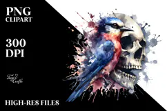 Grunge Bird Half Splashes Watercolor Digital Art Product Image 2