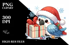 Cute Winter Macaw Clipart PNG Product Image 1