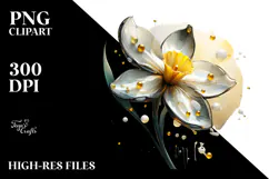 Glossy Daffodil Watercolor Splash PNG Product Image 2