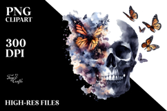 Skull Butterfly Silhouettes PNG Product Image 2