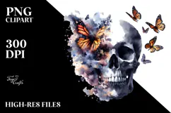 Skull Butterfly Silhouettes PNG Product Image 2