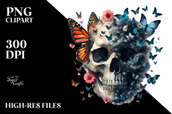 Skull Butterfly Silhouettes PNG Product Image 2