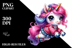 Vibrant Unicorn Jumping, Playful PNG Product Image 1