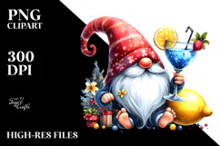 Whimsical Watercolor Gnome with Cocktail and Lemon PNG Product Image 2