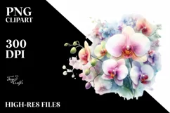 Colorful Orchid Washed Watercolor Clipart Product Image 1