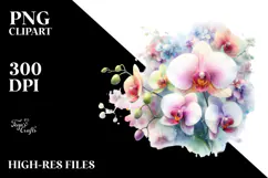 Colorful Orchid Washed Watercolor Clipart Product Image 2