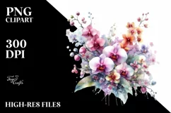 Colorful Orchid Washed Watercolor Clipart Product Image 1