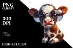 Ridiculously Cute Baby Calf with Sunglasses, Artistic PNG Product Image 2