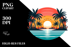 Retro Tropical Sunset, PNG Product Image 2