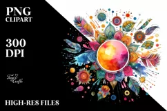 Colorful Sun Watercolor | Sublimation | Clipart Product Image 1