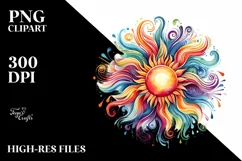 Colorful Sun Watercolor | Sublimation | Clipart Product Image 3