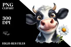 Cow Goofy Cow Portrait with Daisy Product Image 3