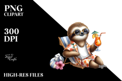 Hipster Sloth in Beachwear Drinking Cocktail Product Image 2