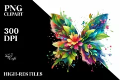 Vibrant Butterfly with Flowers PNG Product Image 1