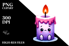 Vibrant Candle Watercolor Clipart Product Image 2
