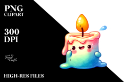 Funny Candle Watercolor Clipart Product Image 2
