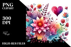 Simple Watercolor Flower Body with Heart PNG Product Image 2