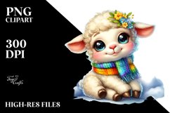 Smiling Baby Lamb with Spring Clothes PNG Product Image 2