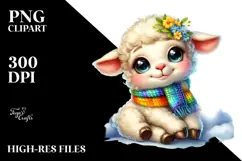 Smiling Baby Lamb with Spring Clothes PNG Product Image 2