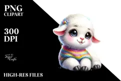 Baby Lamb with Spring Clothes, Vibrant PNG Product Image 2