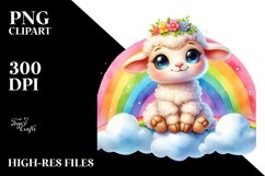 Smiling Baby Lamb with Spring Clothes PNG Product Image 2