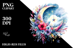 Whimsical Moon with Flowers Product Image 2