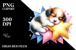 Baby Dog Napping Star Colorful Watercolor Product Image 3