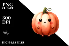 Funny Simple Pumpkin Washed Watercolor PNG Product Image 2