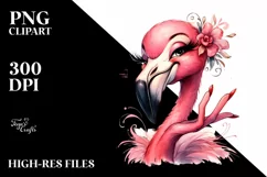 Washed Flamingo Vintage Clipart Product Image 1