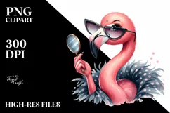 Washed Flamingo Vintage Clipart Product Image 3