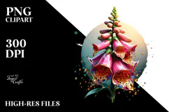 Glossy Foxglove Watercolor Splash PNG Product Image 2