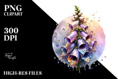 Glossy Foxglove Watercolor Splash PNG Product Image 2
