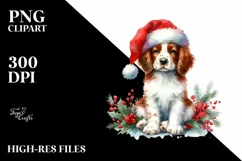 Cute Brittany with Santa Hat, Summer PNG Product Image 3