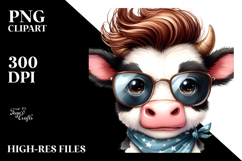 Cool Cow with Funny Hair, Vibrant PNG Product Image 2