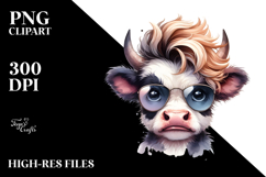 Quirky Cow with Funny Hair, Whimsical PNG Product Image 2