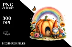 Gnome House with Pumpkin | Sublimation | PNG Clipart Product Image 1