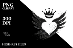 Heart Wings Crown Paintbrush PNG Product Image 2