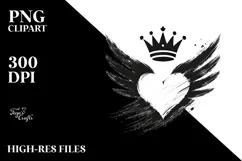 Heart Wings Crown Paintbrush PNG Product Image 2