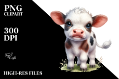 Cute Baby Cow Watercolor PNG Product Image 2