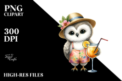 Cute Owl with Cocktail PNG Product Image 2