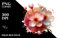 Abstract Golden Cherry Blossom PNG Product Image 2