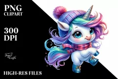 Vibrant Unicorn with Umbrella, Cute PNG Product Image 1